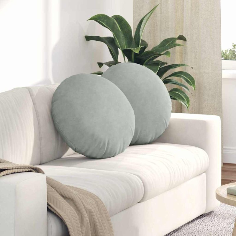 Coussins de siège 2 pcs Gris clair Ø50 x 19 cm Velours 520139520139