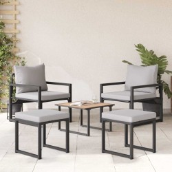Mobilier de jardin avec coussin 4 pcs Gris clair Polyester 520234520234