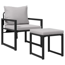 Mobilier de jardin avec coussin 4 pcs Gris clair Polyester 520234520234