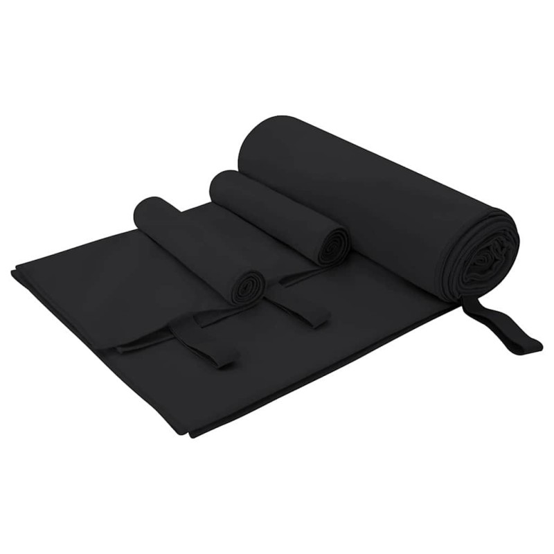 Set de serviettes de sport 3 pcs Noir Polyester et Polyamide 520267520267