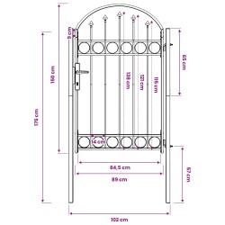 Porte de Clôture Assen Gris 100 x 150 cm Acier enduit de poudre 520973520973