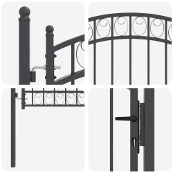 Porte de Clôture Emmen Gris 150 x 100 cm Acier peint par poudre 521029521029
