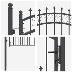 Portail de clôture avec pointes Emmen Gris 125 x 100 cm 521033521033