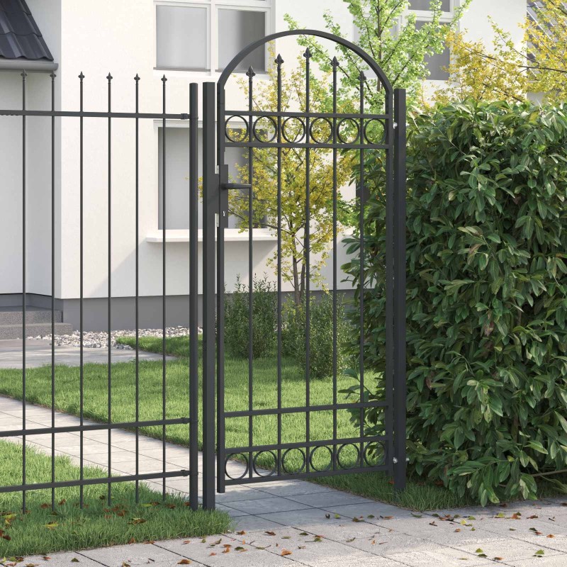 Porte de Clôture Assen Gris 100 x 195 cm Acier enduit de poudre 521036521036