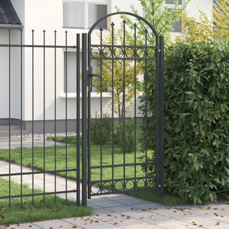 Porte de Clôture Assen Gris 100 x 195 cm Acier enduit de poudre 521036521036