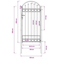 Porte de Clôture Assen Gris 100 x 195 cm Acier enduit de poudre 521036521036