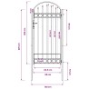 Porte de Clôture Assen Gris 100 x 195 cm Acier enduit de poudre 521036521036