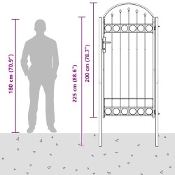 Porte de Clôture Assen Gris 100 x 195 cm Acier enduit de poudre 521036521036