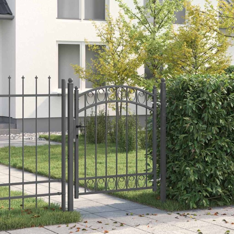 Porte de Clôture Emmen Gris 125 x 100 cm Acier peint par poudre 521043521043