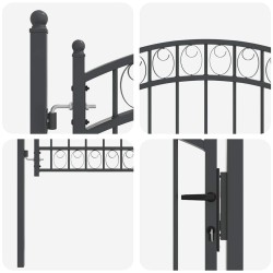 Porte de Clôture Emmen Gris 125 x 100 cm Acier peint par poudre 521043521043