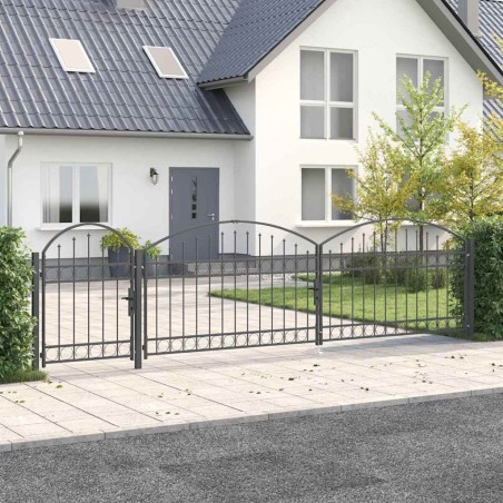Portail de clôture de jardin avec sommet en arc Assen Gris 521045521045