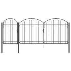 Portail de clôture de jardin avec sommet en arc Assen Gris 521046521046