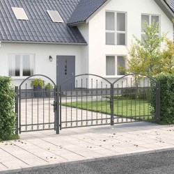 Portail de clôture de jardin avec sommet en arc Assen Gris 521047521047