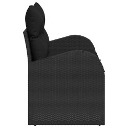 Canapé de jardin avec coussin Noir 124 x 62 x 69cm polyrotin 521059521059