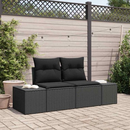 Canapé de jardin avec coussin Noir 184 x 62 x 69 cm polyrotin 521068521068