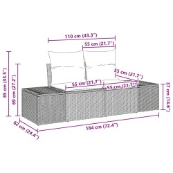 Canapé de jardin avec coussin Gris 184 x 62 x 69 cm polyrotin 521069521069
