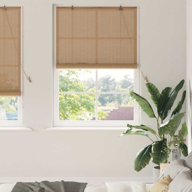 Store enrouleur avec des rideaux Marron 100 x 220 cm Bambou 521079521079