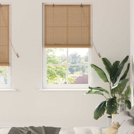 Store enrouleur avec des rideaux Marron 90 x 220 cm Bambou 521081521081