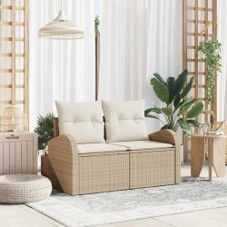 Canapé de jardin avec coussin Beige 124 x 62 x 69cm polyrotin 521084521084