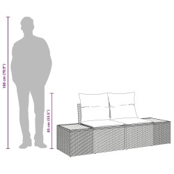 Canapé de jardin Noir 184 x 62 x 85cm polyrotin 521085521085
