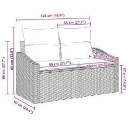 Canapé de jardin avec coussin 123 x 62 x 69 cm polyrotin 521088521088