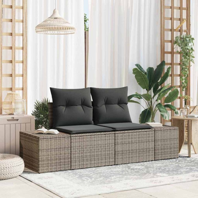 Canapé de jardin avec coussin Gris 184 x 62 x 69 cm polyrotin 521097521097