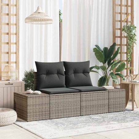 Canapé de jardin avec coussin Gris 184 x 62 x 69 cm polyrotin 521097521097