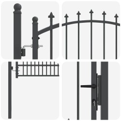 Portail de clôture avec pointes Emmen Gris 200 x 100 cm 521103521103