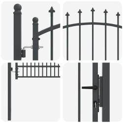 Portail de clôture avec pointes Emmen Gris 170 x 100 cm 521104521104