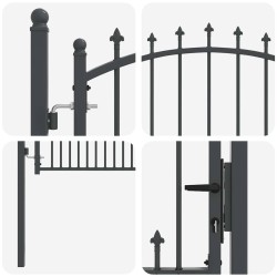 Portail de clôture avec pointes Emmen Gris 150 x 100 cm 521105521105