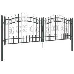 Portail de clôture avec pointe Kampen Gris 305 x 100 cm Acier 521106521106