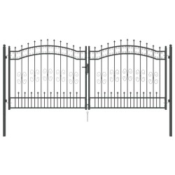 Portail de clôture avec pointe Kampen Gris 305 x 125 cm Acier 521107521107