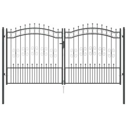 Portail de clôture avec pointe Kampen Gris 305 x 150 cm Acier 521120521120