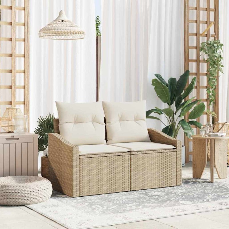 Canapé de jardin avec coussin 123 x 62 x 69 cm polyrotin 521125521125