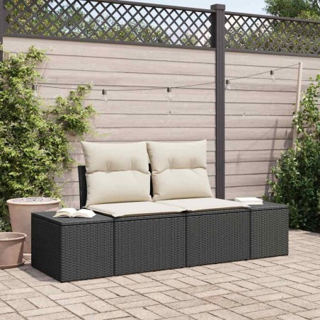 Canapé de jardin avec coussin Noir 184 x 62 x 69 cm polyrotin 521131521131