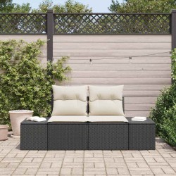 Canapé de jardin avec coussin Noir 184 x 62 x 69 cm polyrotin 521131521131