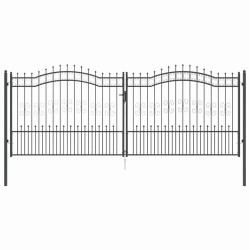 Portail de clôture avec pointe Kampen Gris 404 x 150 cm Acier 521134521134