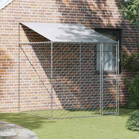 Cage pour chien avec toit Argenté 200 x 200 x 258 cm 521136521136