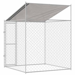 Cage pour chien avec toit Argenté 200 x 200 x 258 cm 521136521136