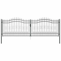 Portail de clôture avec pointe Kampen Gris 404 x 125 cm Acier 521138521138