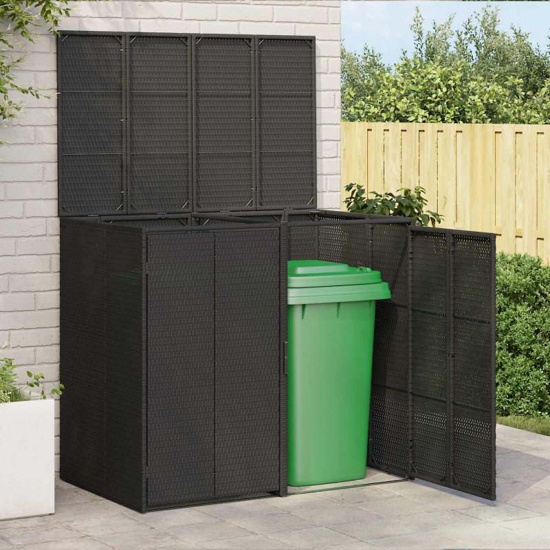 Boîte de poubelle 2 pcs Noir 130 x 80 x 115 cm Polyéthylène 521180521180
