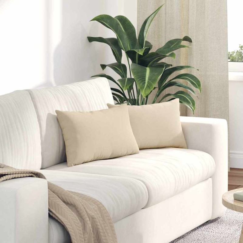 Coussins de canapé 2 pcs Crème 50 x 30 cm tissu 521340521340