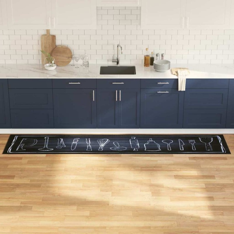 Tapis de Cuisine Noir 300 x 60 cm Velours 521396521396
