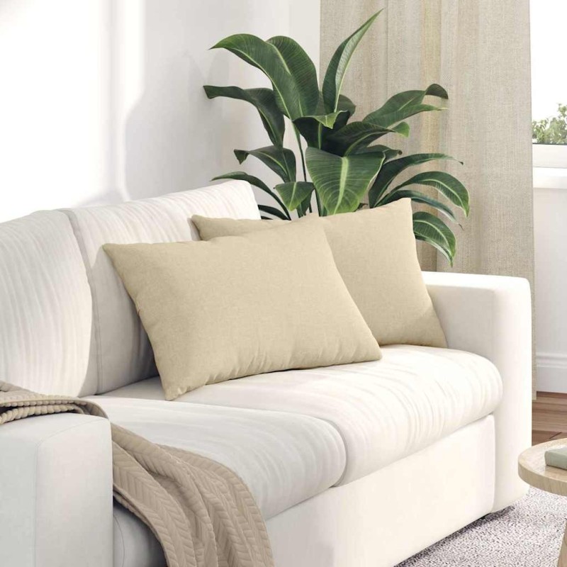 Coussins de canapé 2 pcs Crème 60 x 40 cm tissu 521404521404