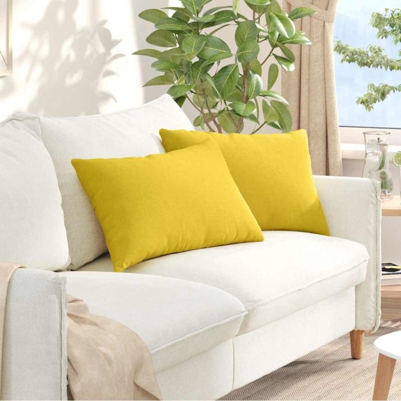 Coussins de canapé 2 pcs Jaune clair 60 x 40 cm tissu 521422521422