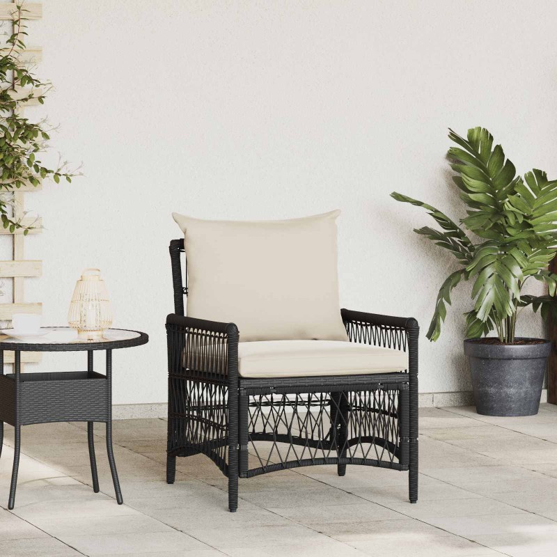 Chaise de jardin avec coussin Noir 73 x 61 x 77 cm polyrotin 521503521503