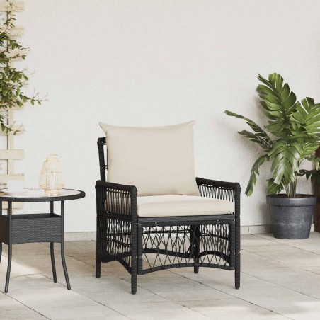 Chaise de jardin avec coussin Noir 73 x 61 x 77 cm polyrotin 521503521503