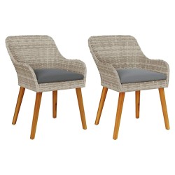 Chaise de jardin 2 pcs Gris clair 62,5 x 55 x 82 cm polyrotin 521504521504