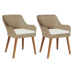 Chaise de jardin 2 pcs Beige 62,5 x 55 x 82 cm polyrotin 521505521505