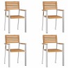 Chaise de jardin 4 pcs Huile Naturelle Bois de teck massif 521507521507